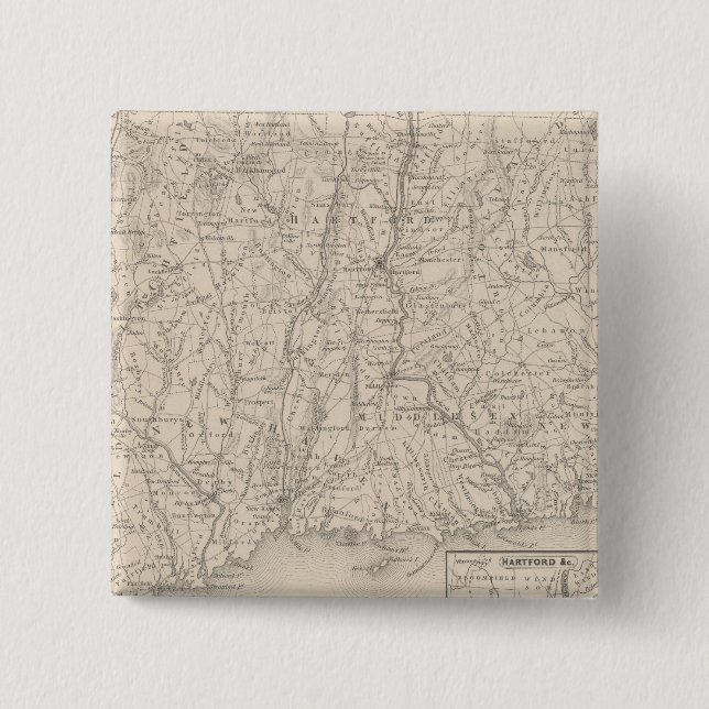 Connecticut 3 2 inch square button (Front)