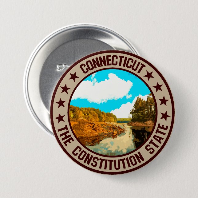 Connecticut 3 Inch Round Button (Front & Back)
