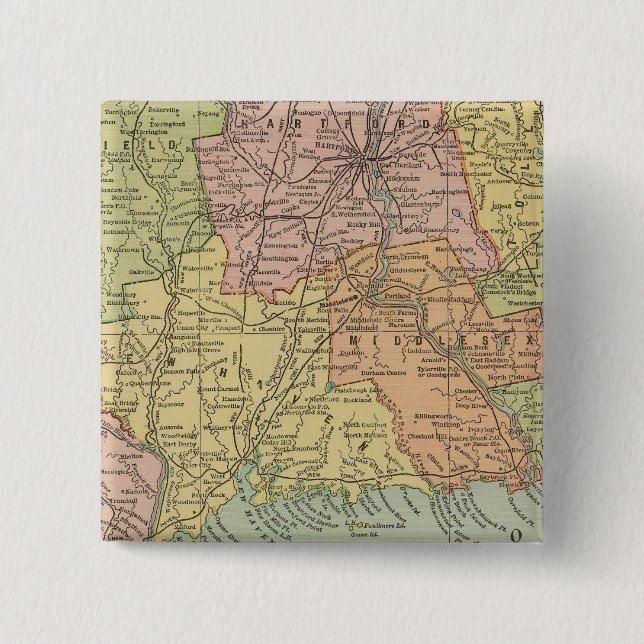 Connecticut 5 2 inch square button (Front)