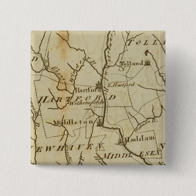 Connecticut 8 2 inch square button (Front)