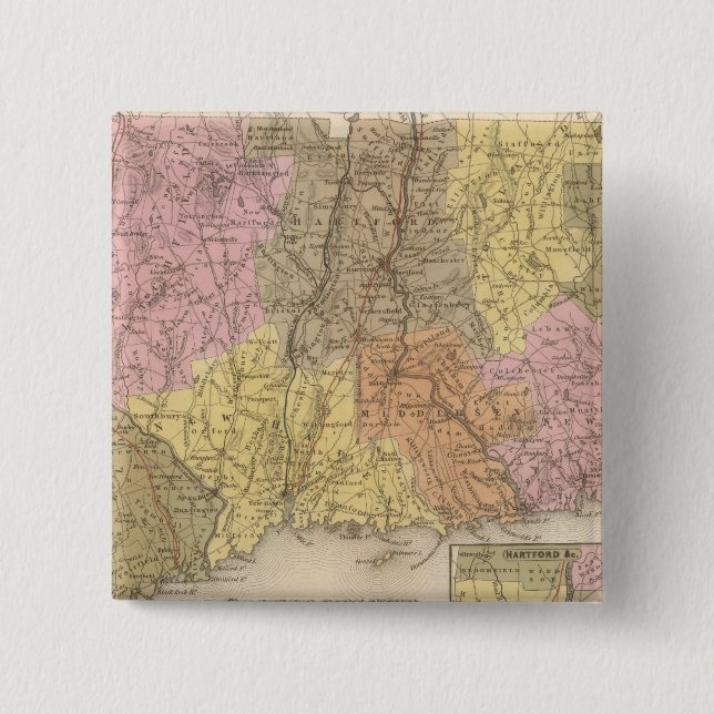 Connecticut 8 2 inch square button (Front)