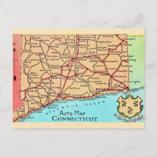  Connecticut Auto Map Postcard
