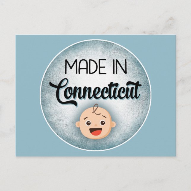 Connecticut Baby Funny Blue New Boy Postcard (Front)