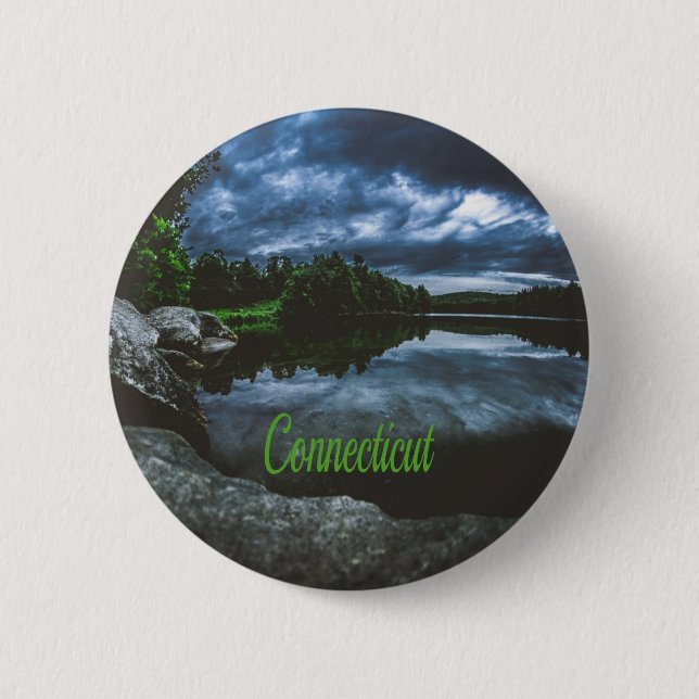 Connecticut Beutiful Lake Trees 2 Inch Round Button (Front)