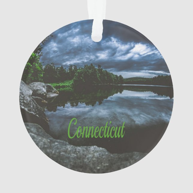 Connecticut Beutiful Lake Trees Ornament (Back)