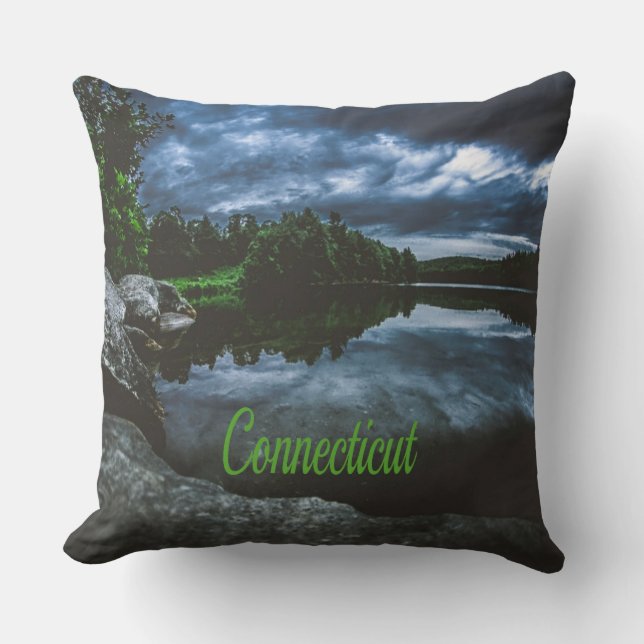 Connecticut Beutiful Lake Trees Throw Pillow (Front)