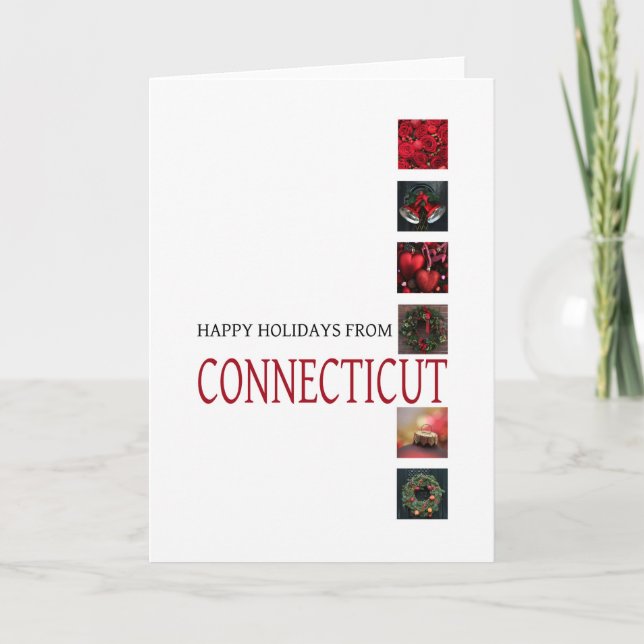 Connecticut  Christmas Card, state specific Holiday Card (Front)