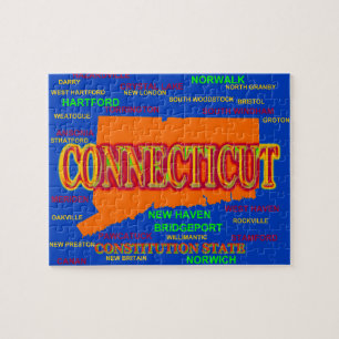 Connecticut Cities and Towns State Pride Map Jigsaw Puzzle