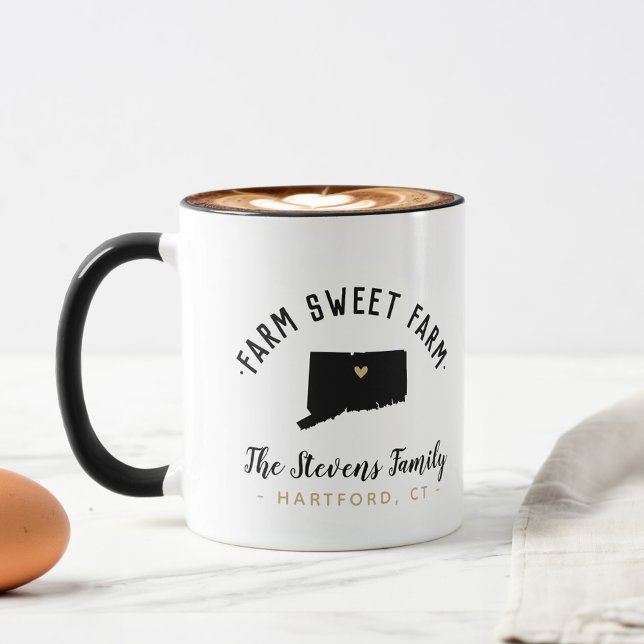 Connecticut Farm Sweet Farm Famille Monogramme Mug (Créateur téléchargé)