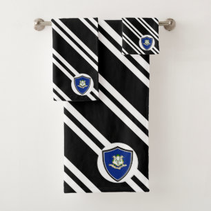 Connecticut flag bath towel set