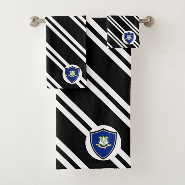 Connecticut flag bath towel set (Insitu)