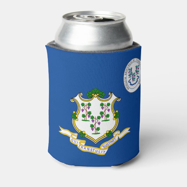 Connecticut flag can cooler (Can Back)
