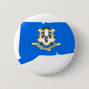 Connecticut Flag Map 2 Inch Round Button