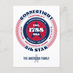 Connecticut, Hartford CT, Patriotic Monogram Postcard