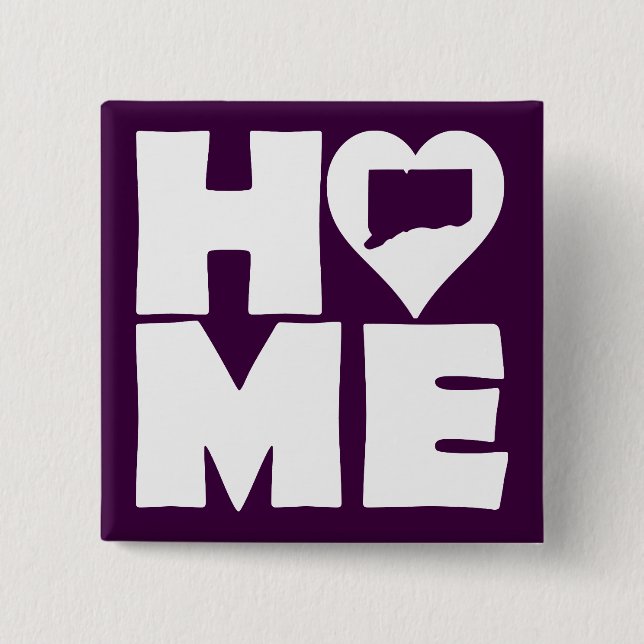 Connecticut Home Heart State Button Badge Pin (Front)