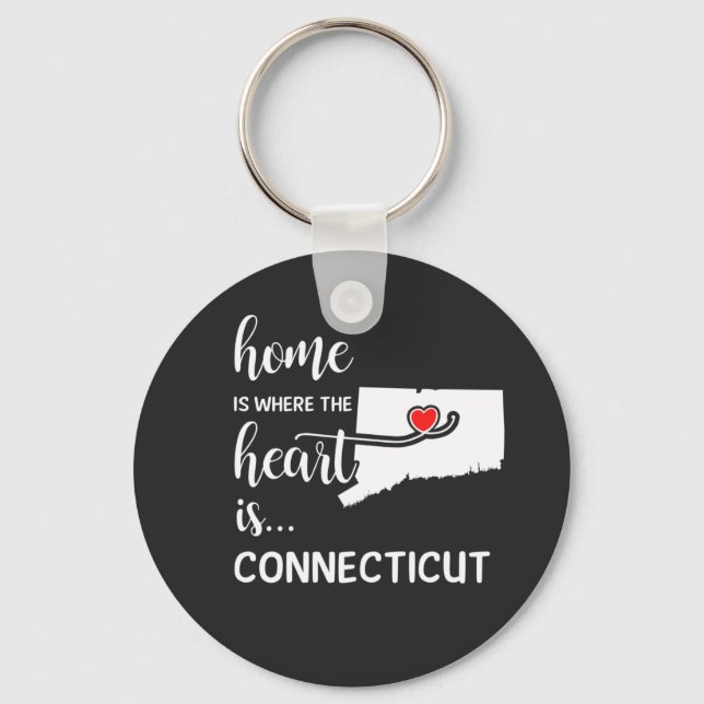 Connecticut home is where the heart is keychain (Front)