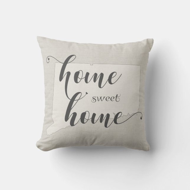 Connecticut - Home Sweet Home burlap-look Throw Pillow (Front)