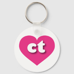 Connecticut hot pink heart - I love ct Keychain