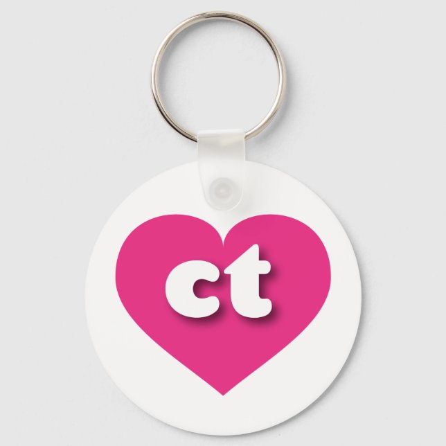 Connecticut hot pink heart - I love ct Keychain (Front)
