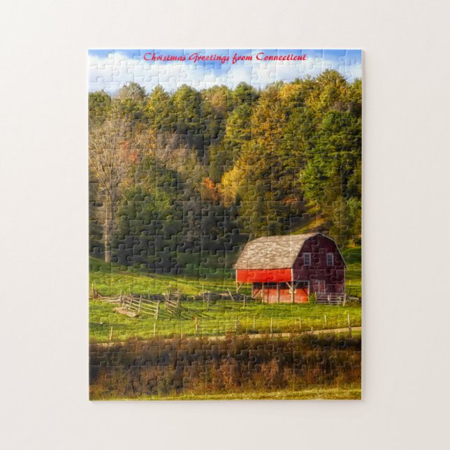 Connecticut Landscape. Christmas Greetings Jigsaw Puzzle (Vertical)