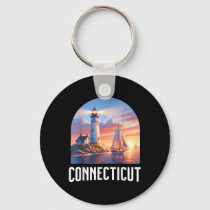 Connecticut Lighthouse Sailboat Souvenir Ocean Sea Keychain