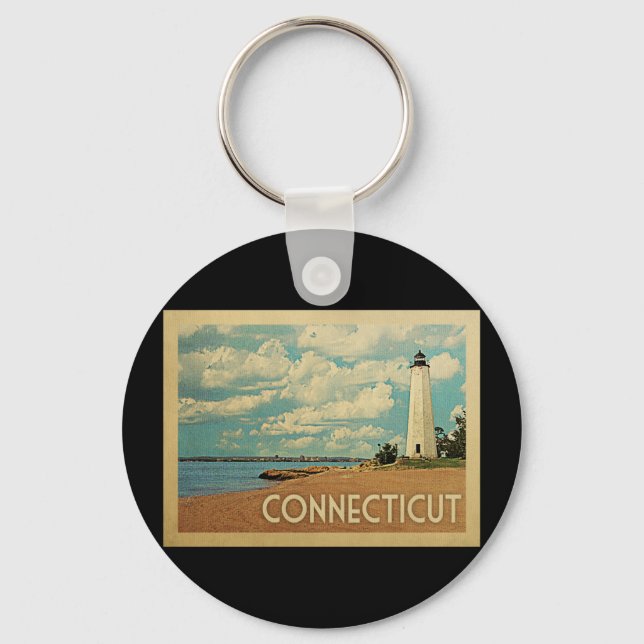 Connecticut Lighthouse Vintage Travel Keychain (Front)