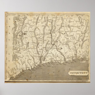 Connecticut Map by Arrowsmith Poster