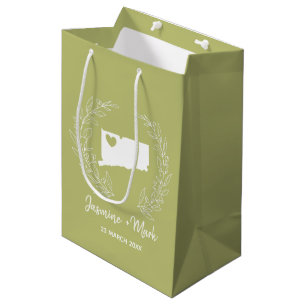 Connecticut map destination wedding favours      medium gift bag