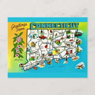  Connecticut Map Postcard