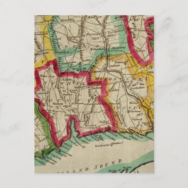 Connecticut Map Postcard (Front)