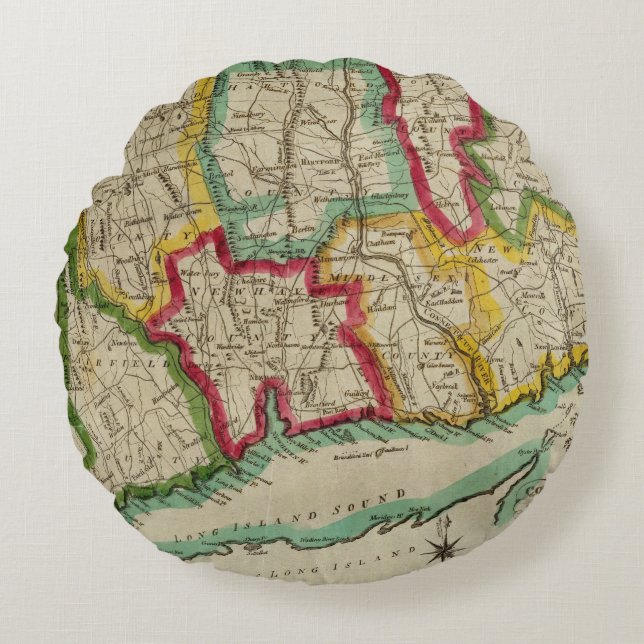 Connecticut Map Round Pillow (Front)