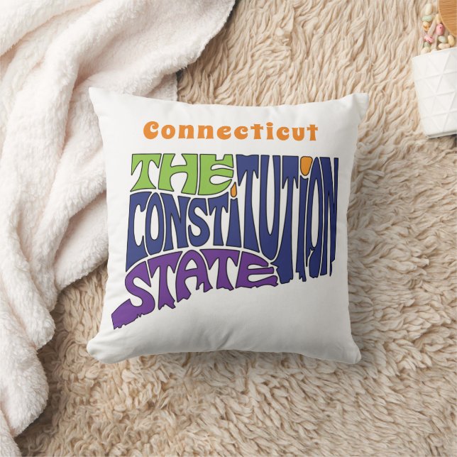 Connecticut Nickname Word Art Throw Pillow (Blanket)