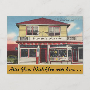 Connecticut, O'Connor's Soda Shop, Sound View Postcard