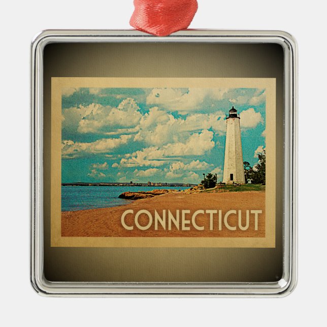 Connecticut Ornament Vintage Travel (Front)