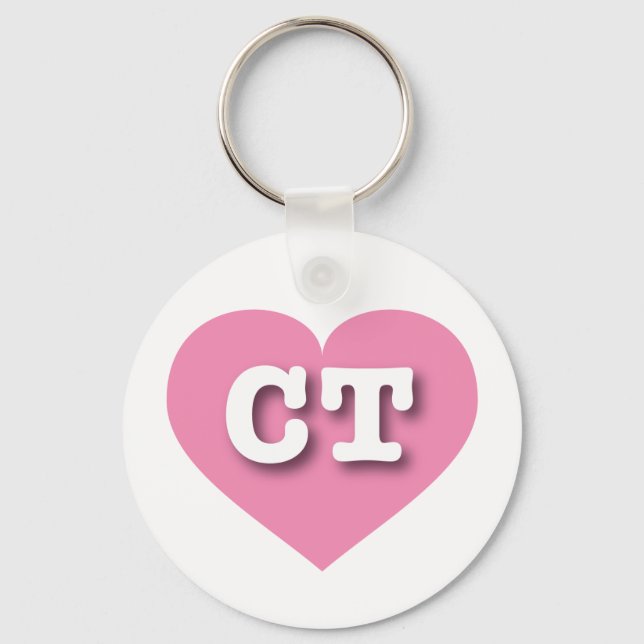 Connecticut Pink Heart - I love CT Keychain (Front)