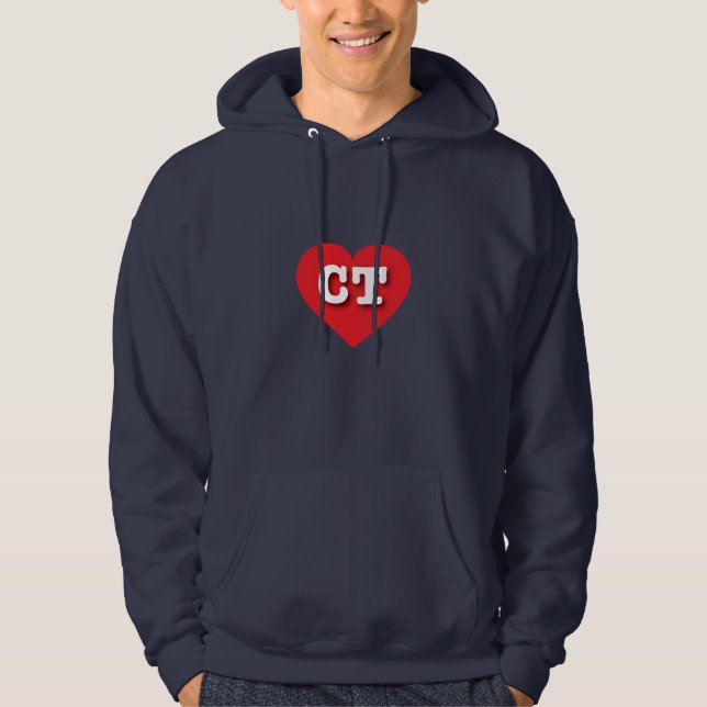Connecticut Red Heart - I love CT Hoodie (Front)