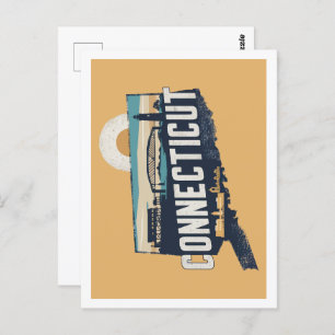 Connecticut Retro Travel Design Iconic US States Postcard