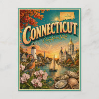 Connecticut Retro Travel Souvenir Postcard