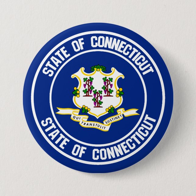Connecticut Round Emblem 3 Inch Round Button (Front)