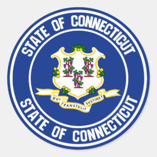 Connecticut Round Emblem Classic Round Sticker