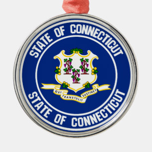 Connecticut Round Emblem Metal Ornament