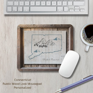 Connecticut Rustic Wood Frame Mouse Pad
