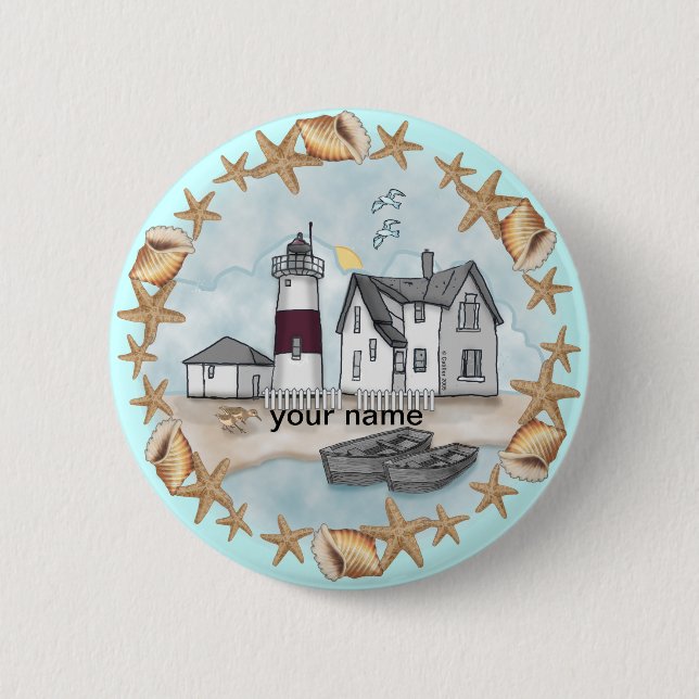 Connecticut Shells Lighthouse  2 Inch Round Button (Front)