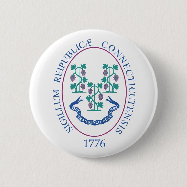 Connecticut sign 2 inch round button (Front)
