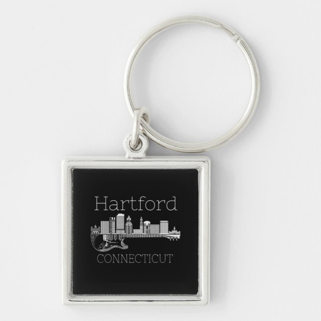 Connecticut Souvenir Music Guitar Gift Hartford Keychain (Front)