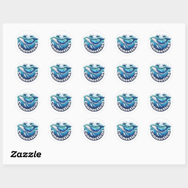 Connecticut, Sperm whale, Classic Round Sticker (Sheet)