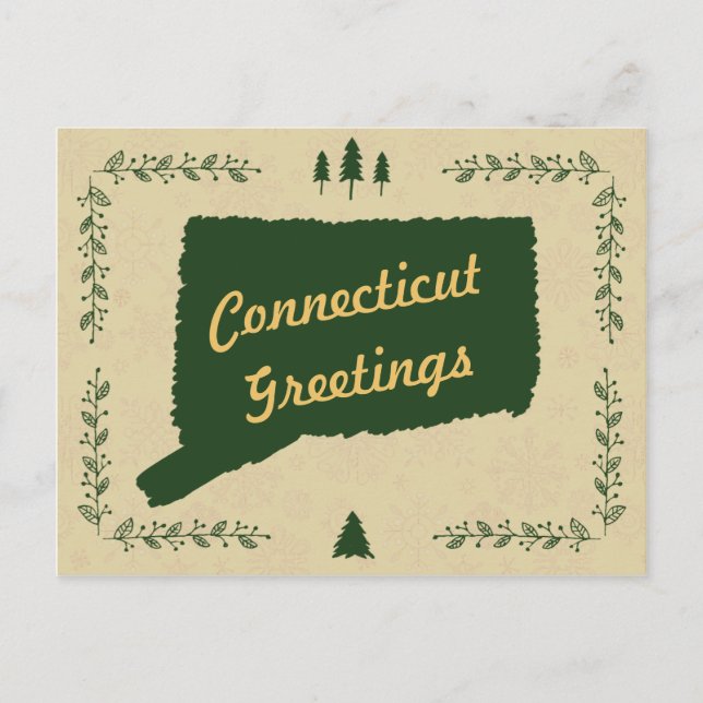 Connecticut State Christmas Holiday Greetings Postcard (Front)