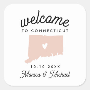 CONNECTICUT State Destination Wedding ANY COLOR!   Square Sticker