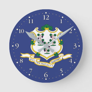 Connecticut State Flag Round Clock