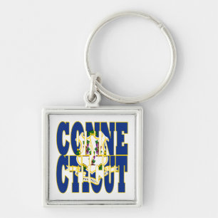 Connecticut state flag text keychain
